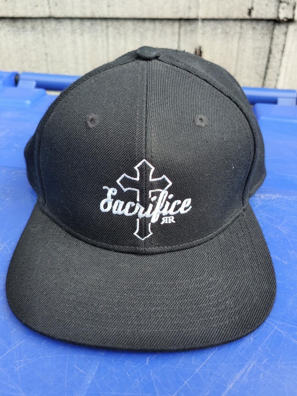Sacrifice Black Embroidered Cross Snapback Hat